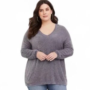 Torrid Eyelash Pullover V-Neck Tunic Sweater